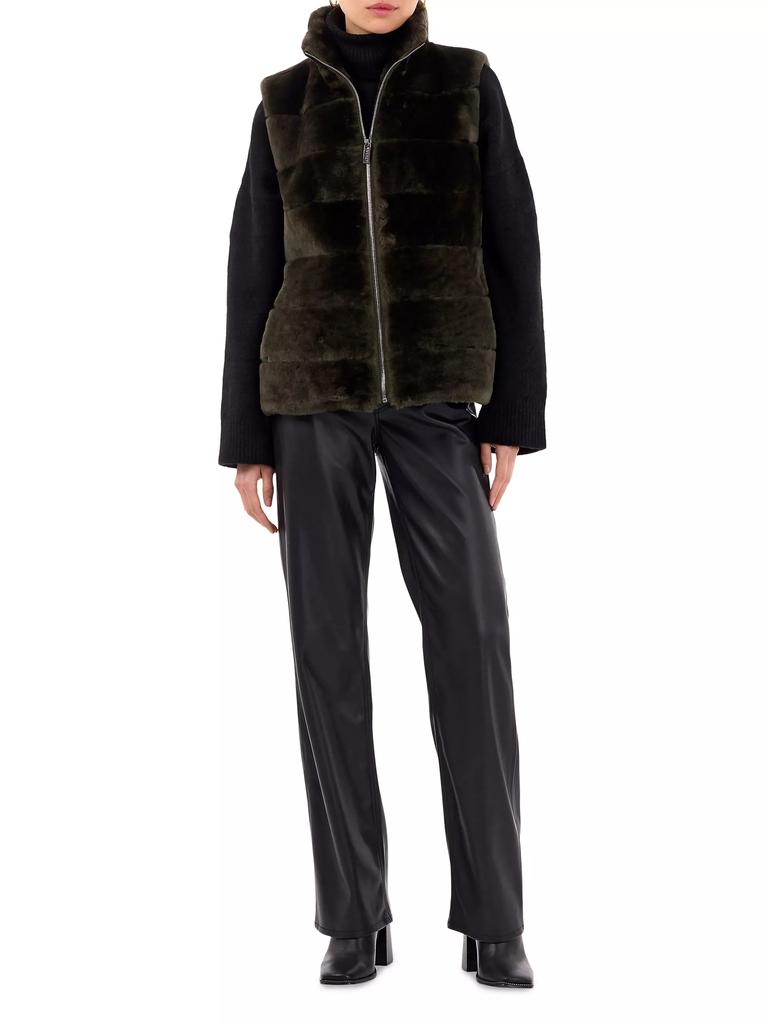 Gorski Shearling Lamb Zip Vest with Quilted Back
