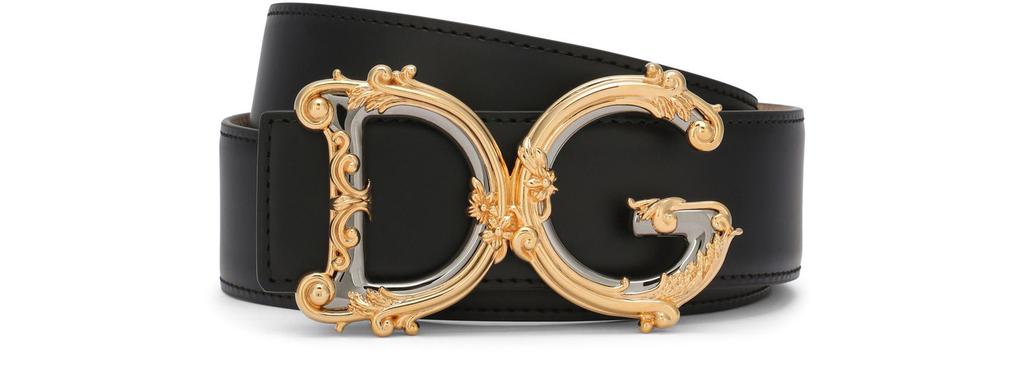 Dolce & Gabbana Leather belt with baroque DG logo - Belts - Free
