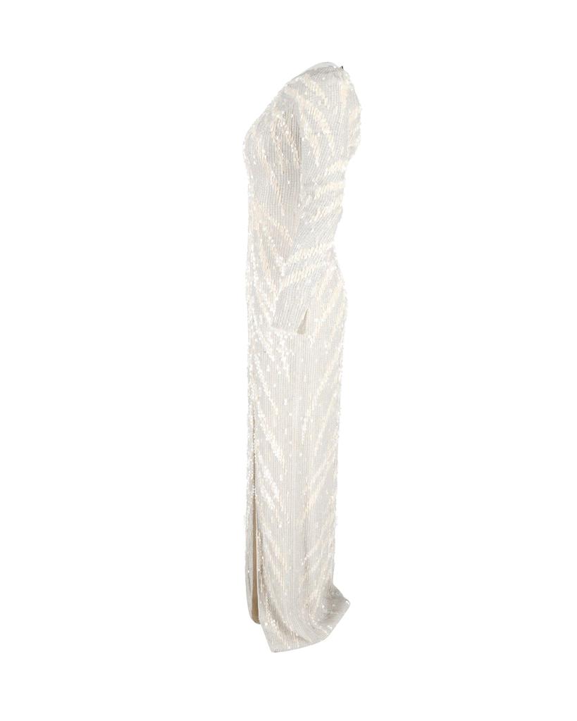 Jenny Packham Long Sleeve Gown in Cream Sequined Polyester