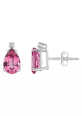 Belk 
Co. Co. 14K Gold 8X5 Pear Shape Pink Topaz Diamond Accent Earrings