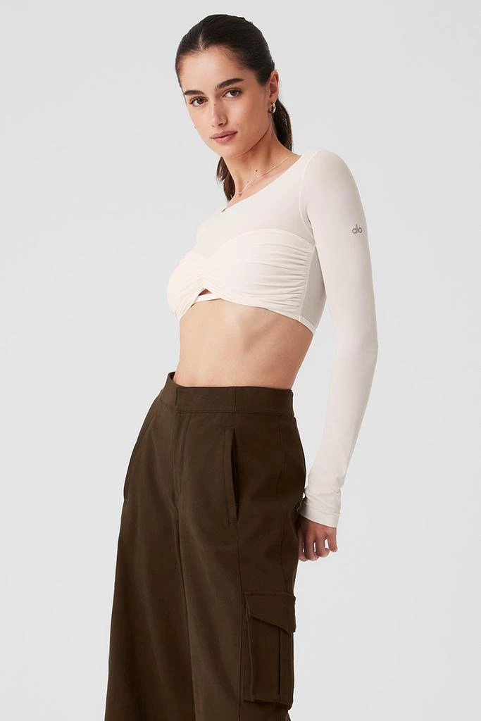 Alo Mesh Sheer Illusion Cropped Long Sleeve - Ivory 3