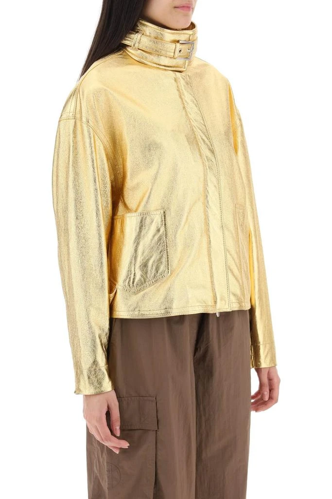 Saks Potts houston Gold-laminated Leather Bomber Jacket 2