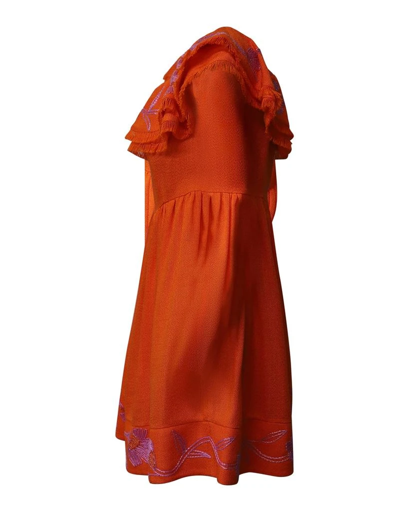 MARY KATRANTZOU Marietta Off Shoulder Embroidered Mini Dress in Orange Viscose 2