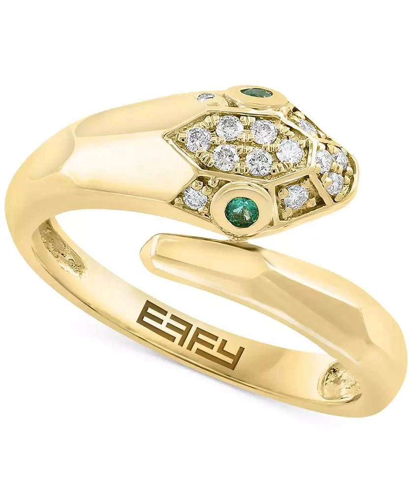 Effy EFFY® Diamond (1/8 ct. t.w.) 
Emerald (1/20 ct. t.w.) Serpent Wrap Ring in 14k Gold