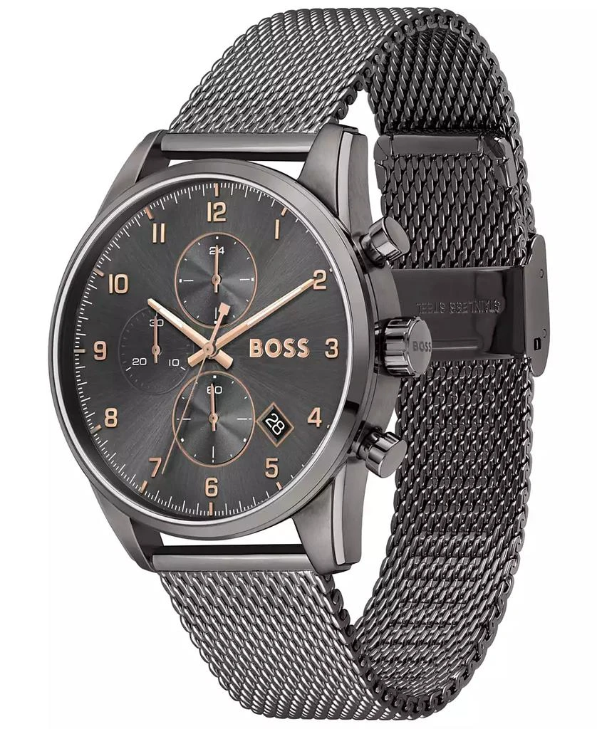 Hugo Boss Men's Skymaster Chronograph Gray Stainless Steel Mesh Bracelet Watch 44mm 2