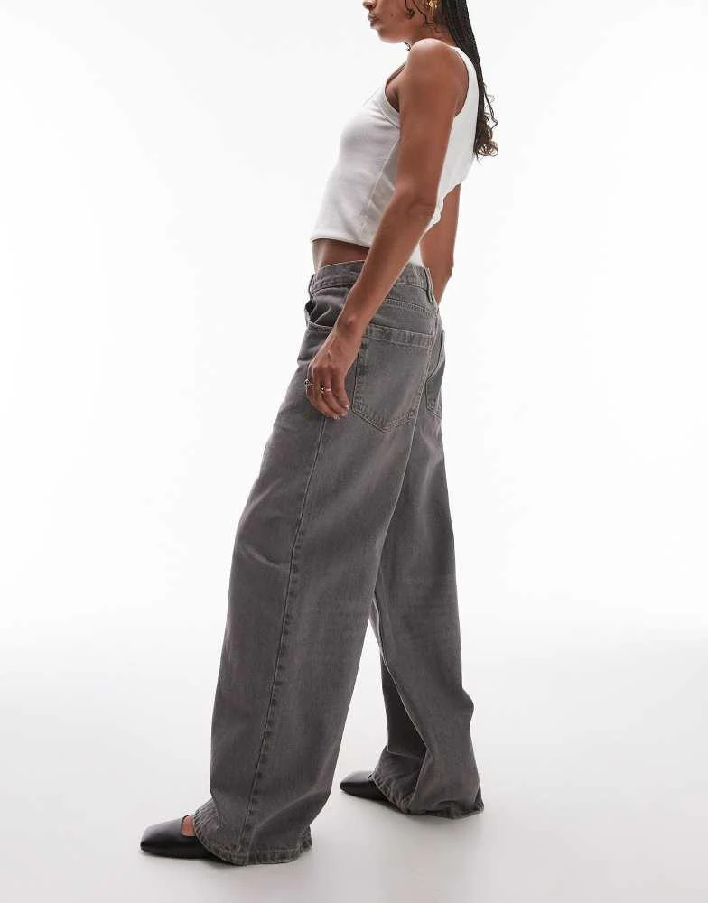 Mango Mango relaxed straight jeans in washed black 3