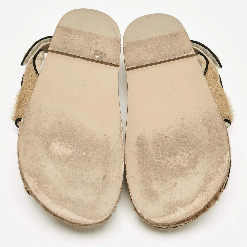 Chanel Chanel Brown Calf Hair and Shearling Fur Dad Slingback Sandals Size 40.5 6