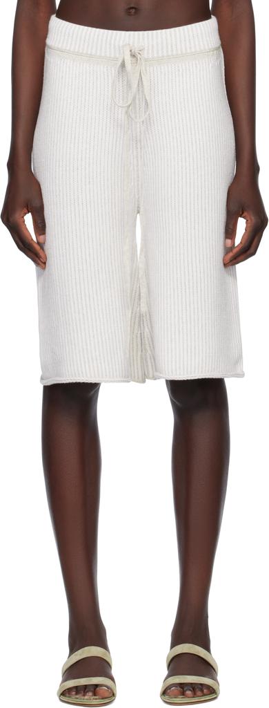 LAUREN MANOOGIAN Beige & White Linea Shorts