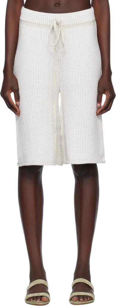LAUREN MANOOGIAN Beige & White Linea Shorts 1