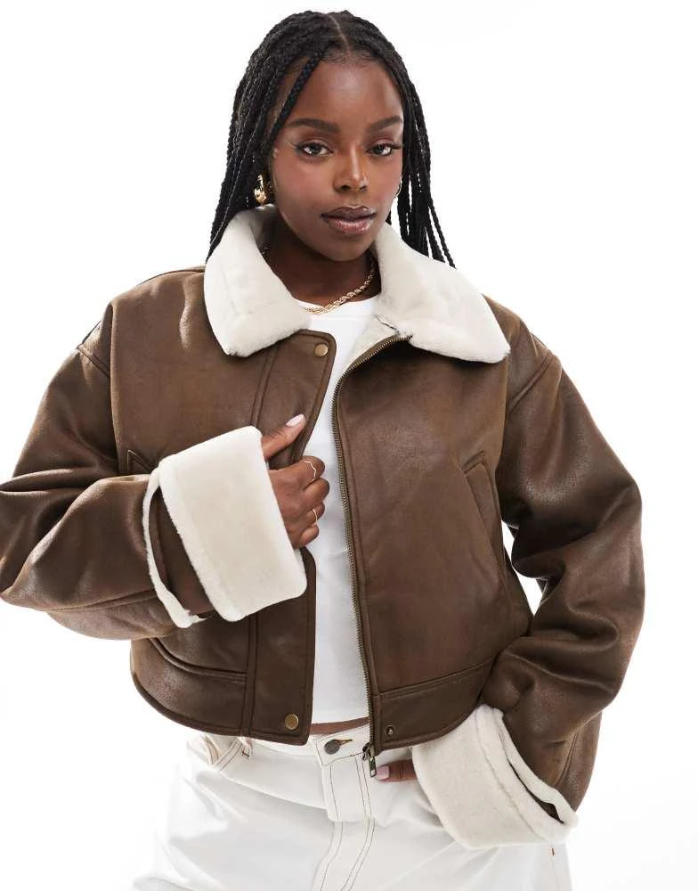 Asos Design Cropped Aviator Jacket Asos Design Aviator Jacket
