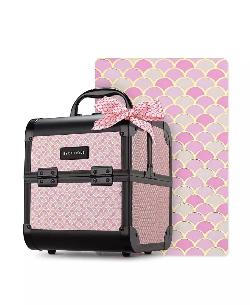 Byootique Makeup Train Case with Mirror Travel Case for Barber Art Deco Bloom