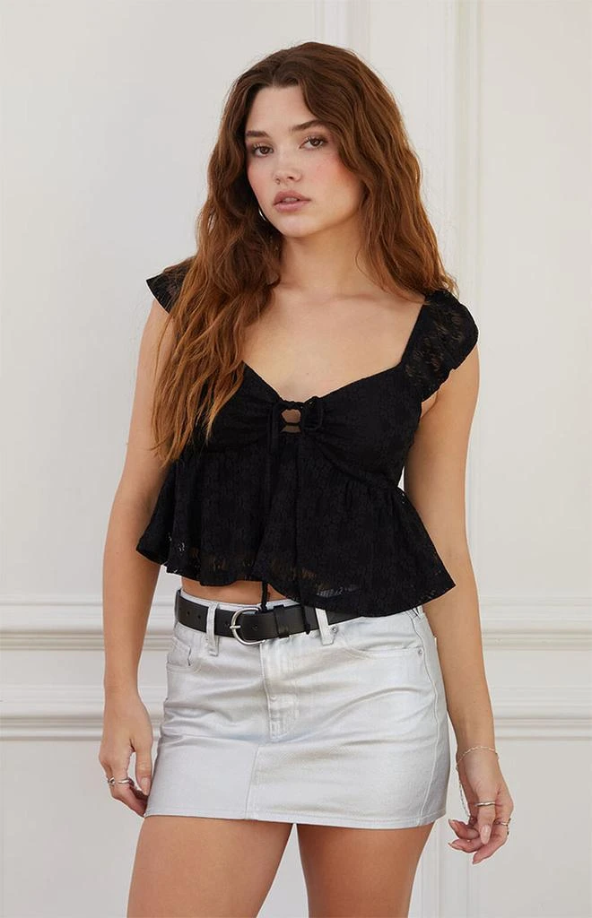 LA Hearts Keyhole Lace Babydoll Top 1