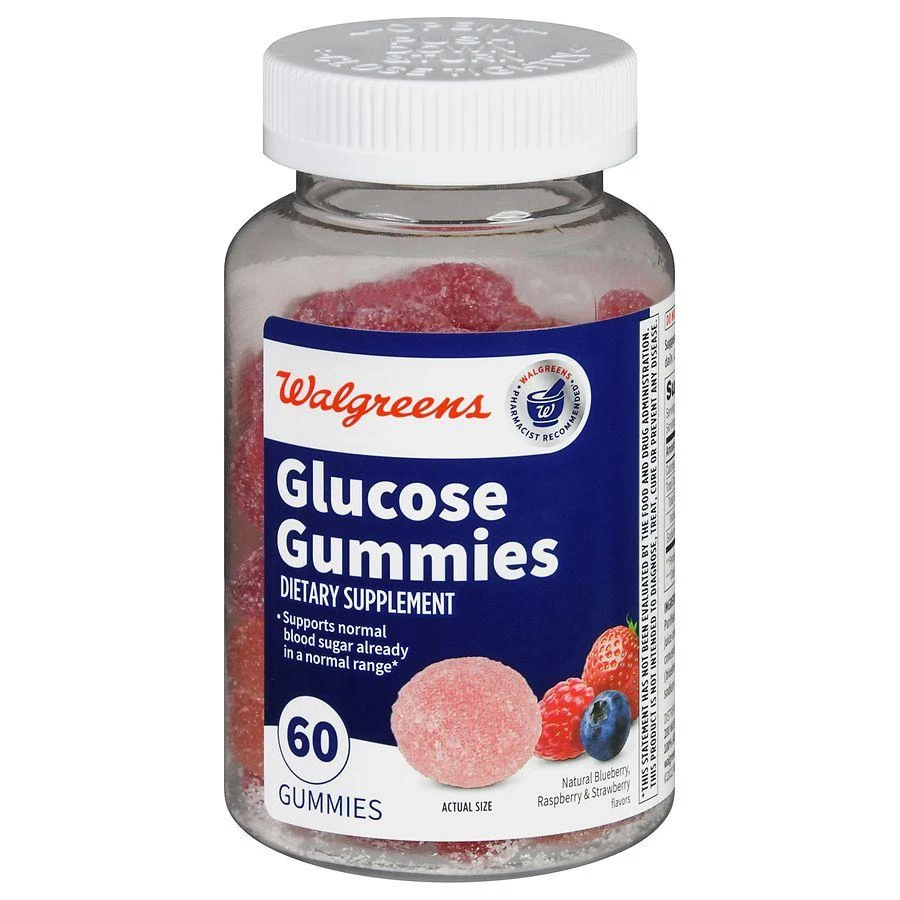 Walgreens Glucose Gummies Natural Blueberry, Raspberry 
Strawberry