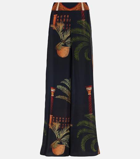 JOHANNA ORTIZ Printed high-rise silk wide-leg pants