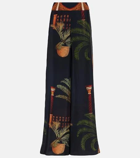 JOHANNA ORTIZ Printed high-rise silk wide-leg pants 1