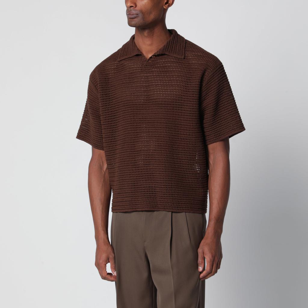 Shop Auralee Super Fine Knit Skipper Polo Shirt on Sale at