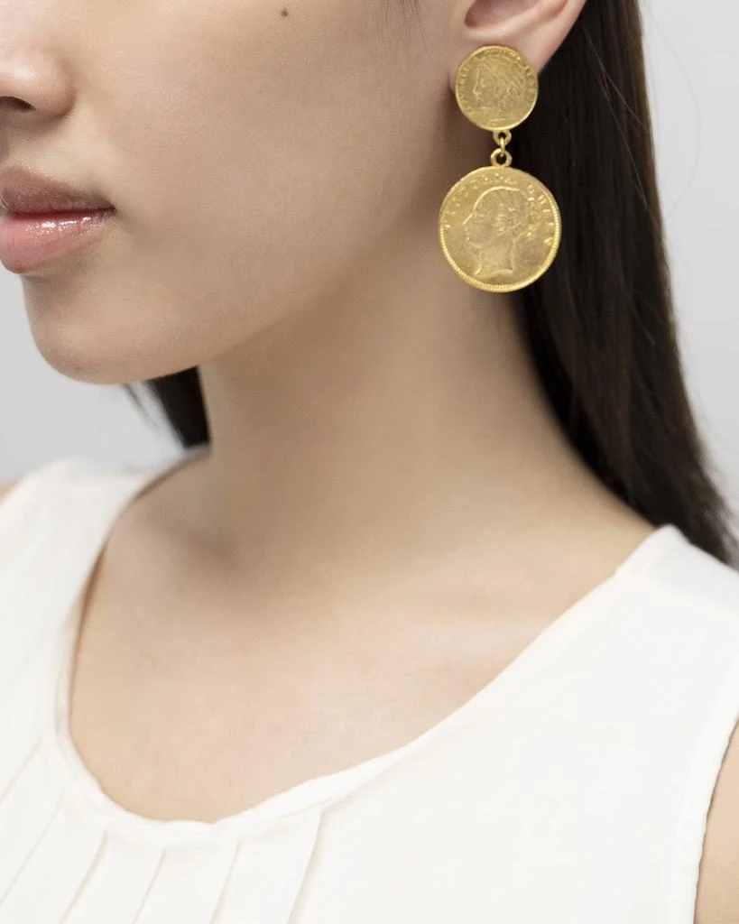 BEN-AMUN Gold Dual Coin Clip-On Earrings 2