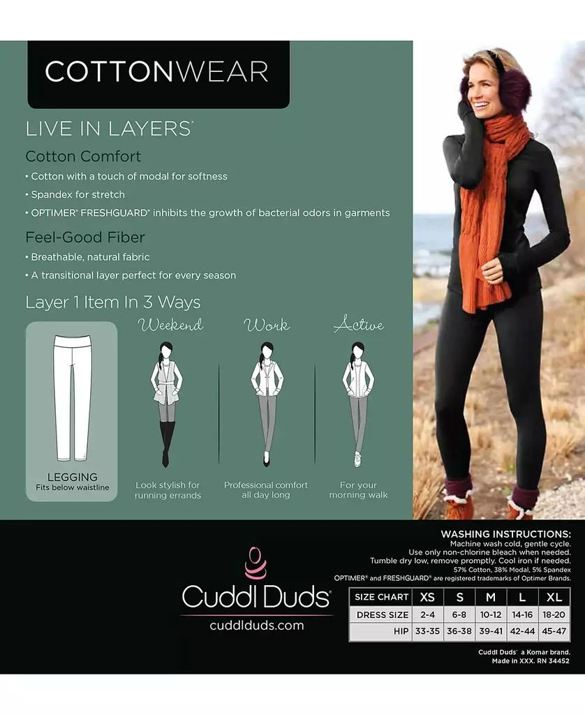 Cuddl Duds Women's Cottonwear High-Rise Leggings 6