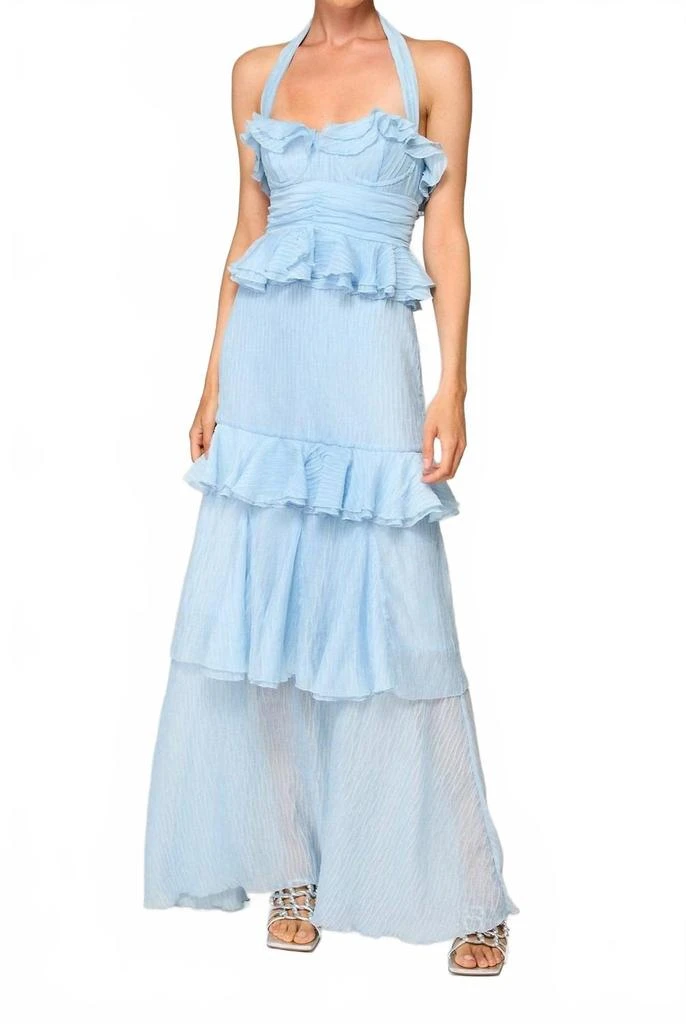 Cari Halter Ruffle Maxi Dress In Light Blue  On Sale Now with Up to 11%  Off | Discover Exclusive Deals & Savings at BeyondStyle  Authentic Line &  Dot women|clothing|dresses with