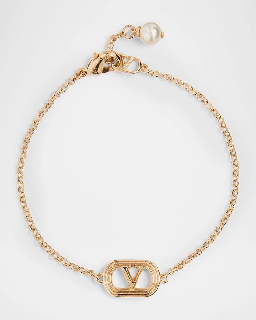Valentino VLogo Oval Metal Bracelet with Swarovski Pearl