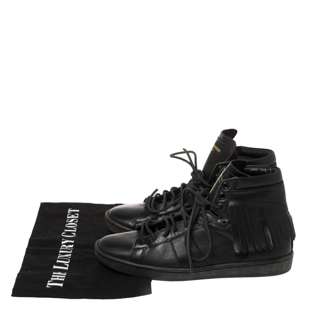 Yves Saint Laurent Saint Laurent Black Leather Classic Court Fringe Sneakers Size 36 8