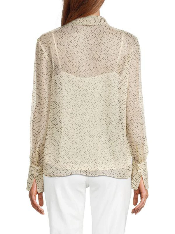 Theory Dotted Silk Tie Blouse 2