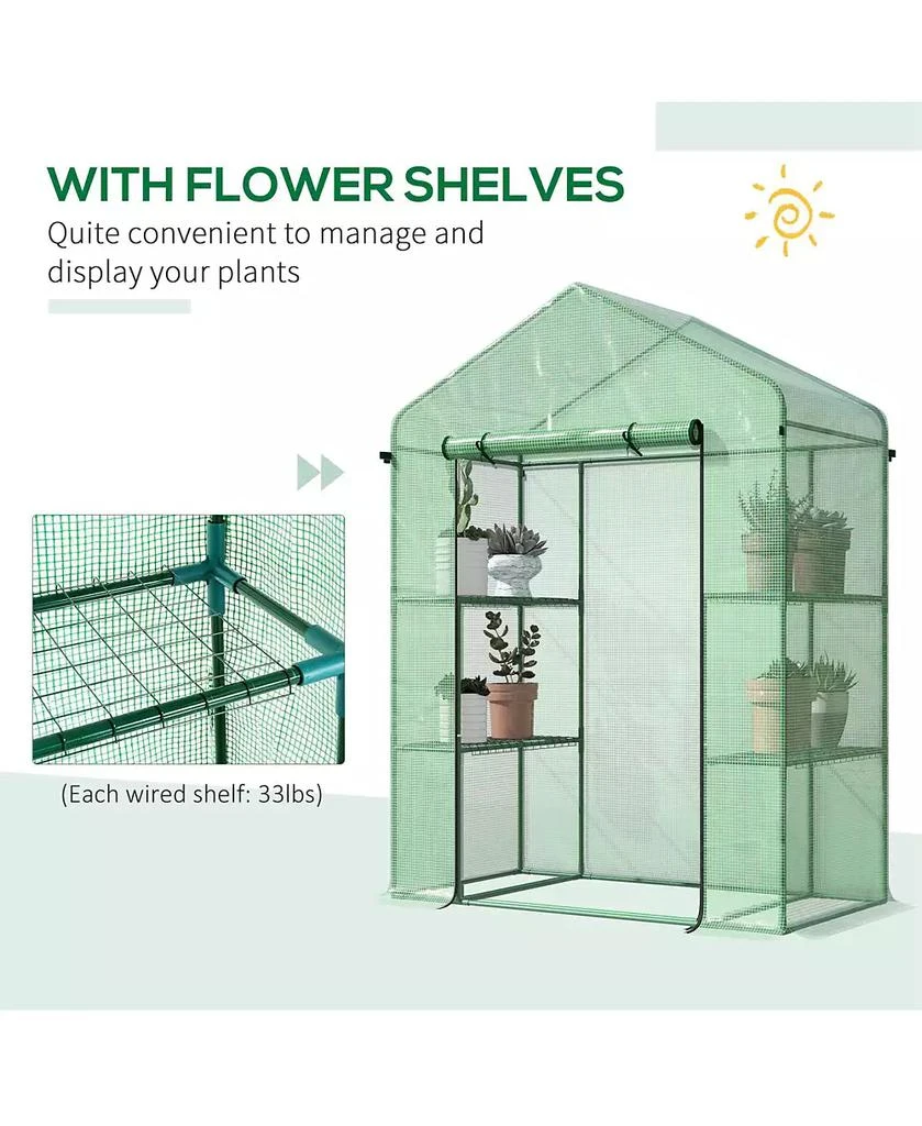 Outsunny 56" x 29" x 77" Small Walk-in house w/3 Tier Shleves, 6