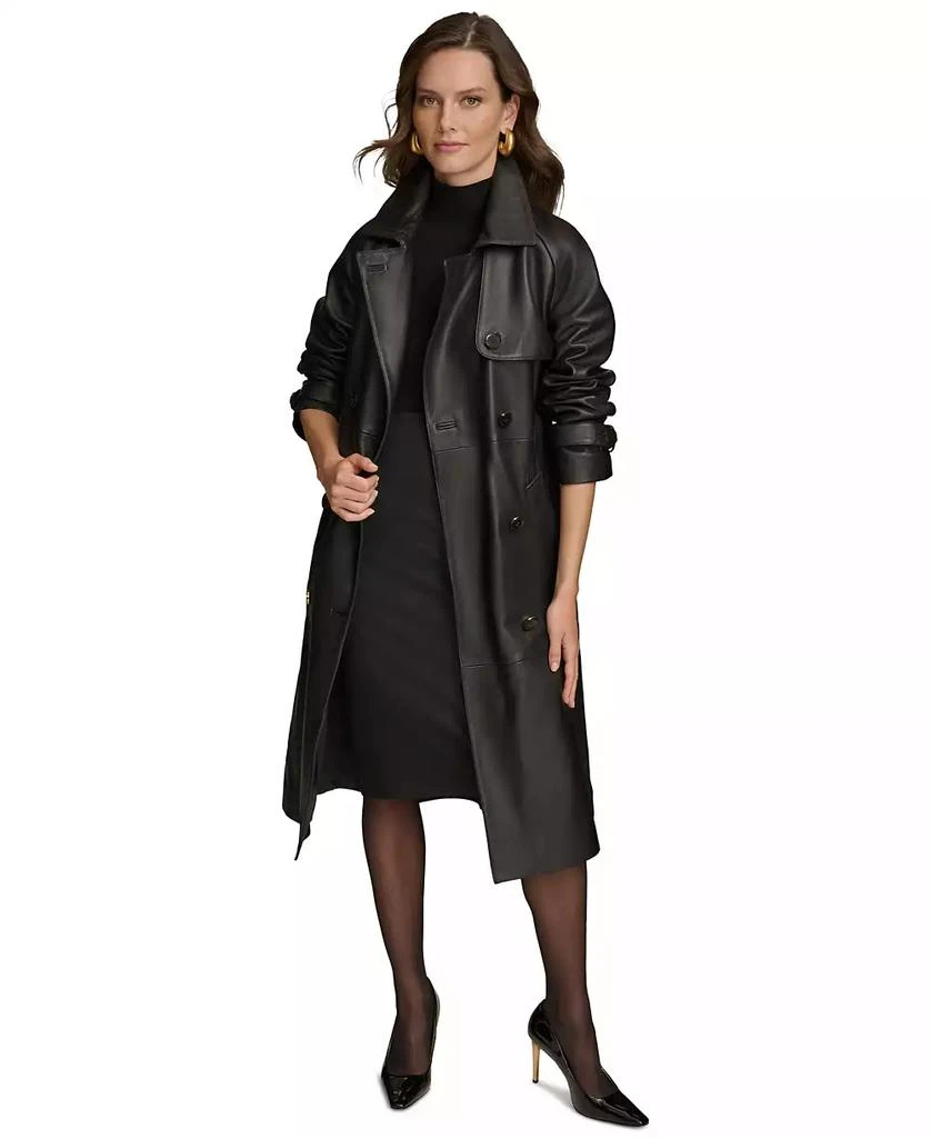 Donna Karan Women's Belted Leather Trench Coat 5