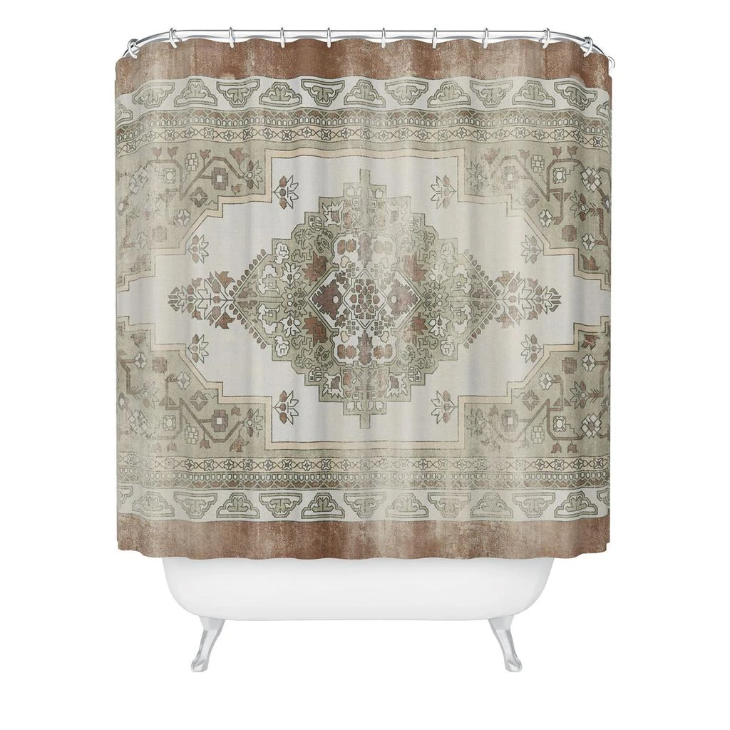 DENY Designs Little Arrow Design Co Turkish Floral Sage Brown Shower Curtain 2