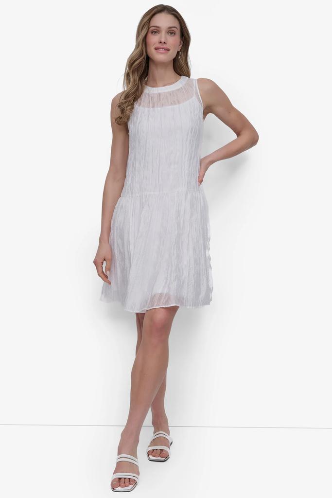 DKNY JEWEL NECK DROP WAIST TRAPEZE