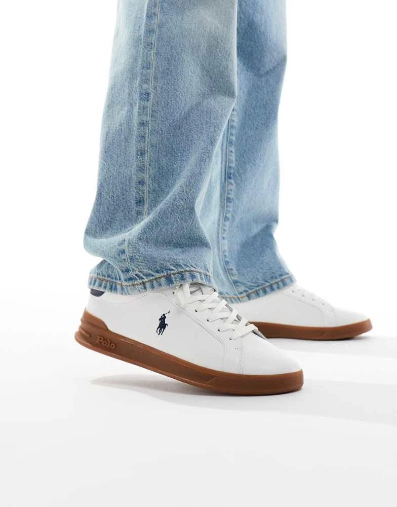 Ralph Lauren Polo Ralph Lauren Heritage Court leather suede mix trainer with gum sole in white 1