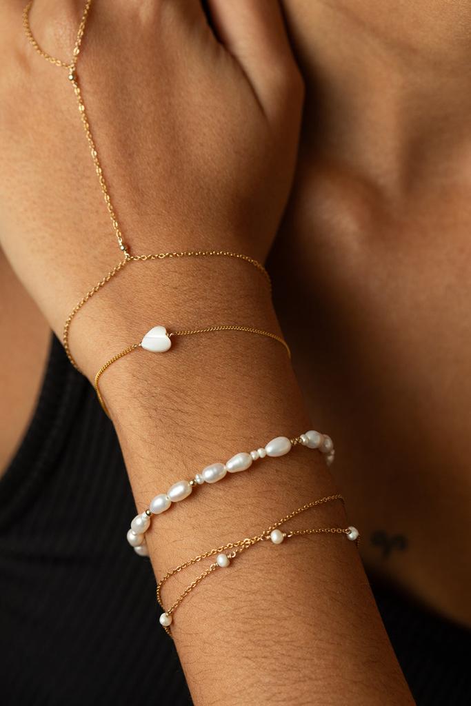 YAY Paris Bracelet Grain De Riz - Perles De Culture - Or