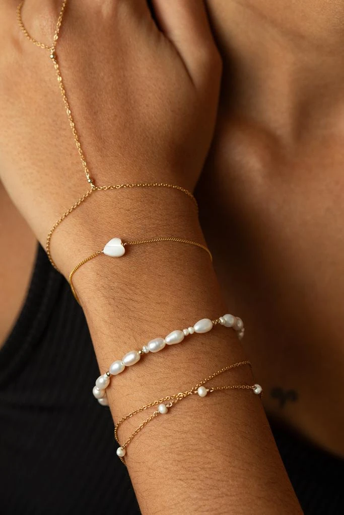 预计3周后发货 YAY Paris Bracelet Grain De Riz - Perles De Culture - Or 2