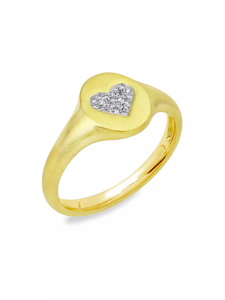 Meira T 14K Gold & Diamond Heart Signet Ring