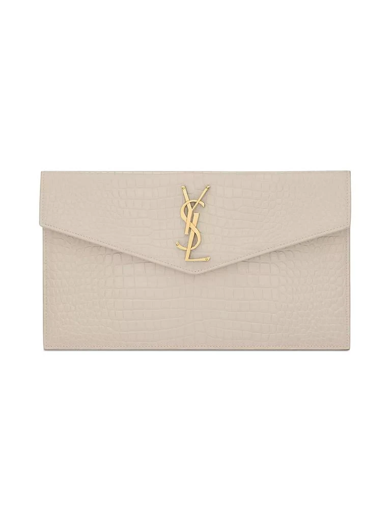 Yves Saint Laurent Uptown Pouch in Crocodile-Embossed Shiny Leather 1
