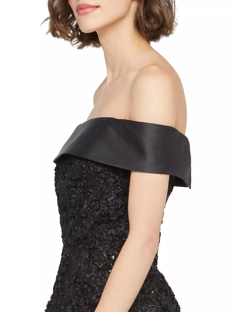 Theia Roxy Lace Off-The-Shoulder A-Line Midi-Dress 7