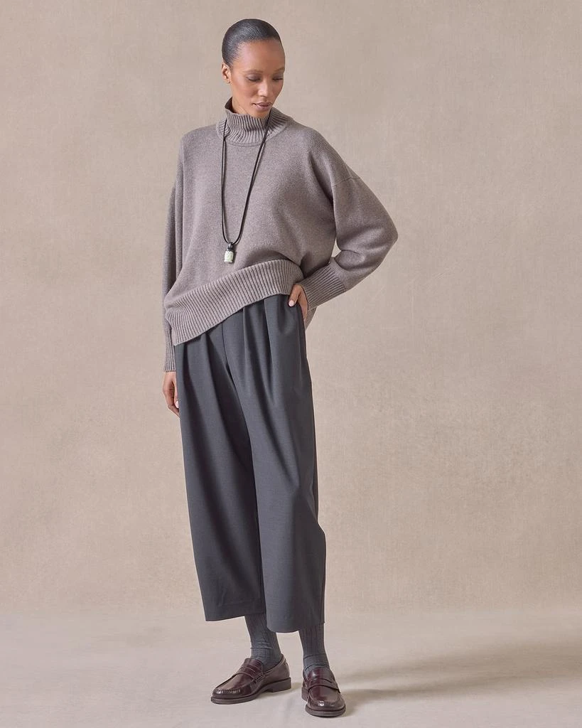 Eskandar Pleated Stretch Wool Straight-Leg Crop Trousers 5