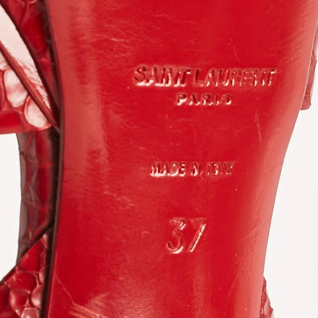 Yves Saint Laurent Saint Laurent Red Croc Embossed Leather Tribute Platform Sandals Size 37 9