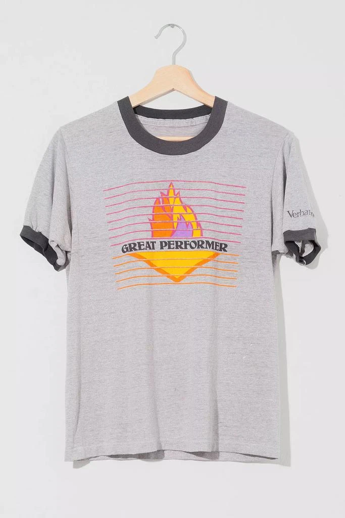 Urban Outfitters Vintage 1980s Distressed Sheer Flame Graphic Ringer T-Shirt 1