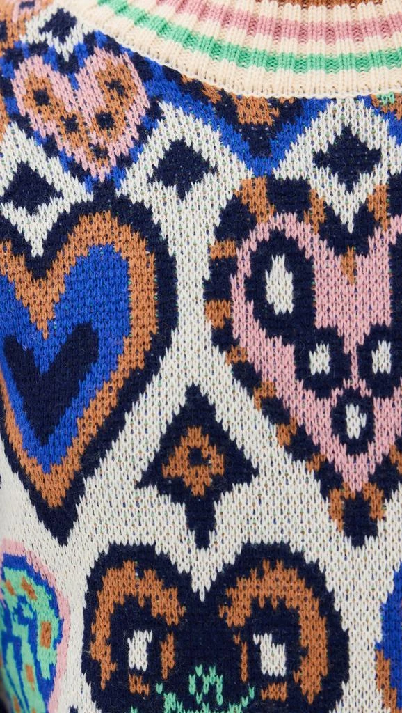 Farm Rio Hearts Ikat Cream Knit Sweater 5