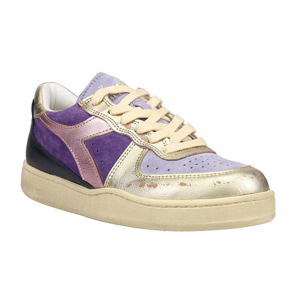 Diadora Mi Basket Low Metal Pigskin Used Lace Up Sneakers