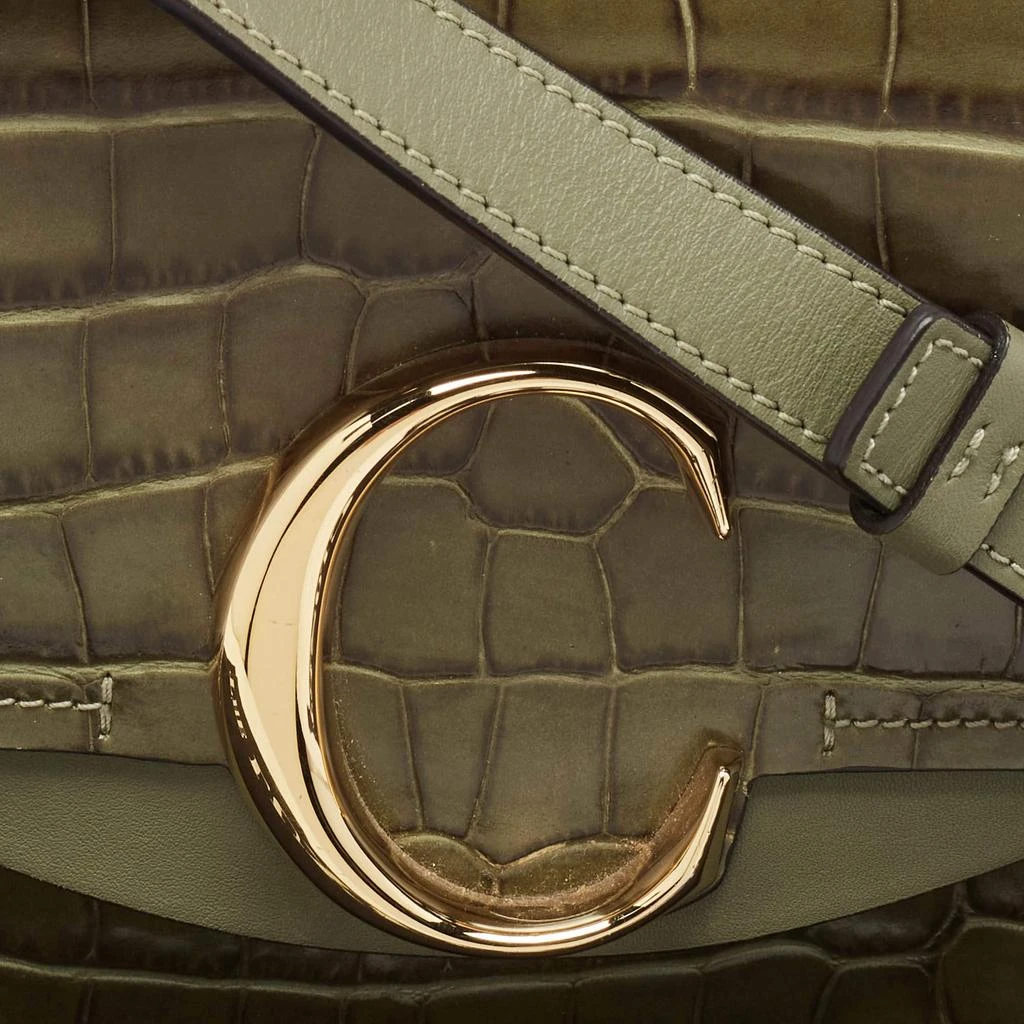 Chloé Chloé Two Tone Green Croc Embossed Leather Mini C Top Handle Bag 5