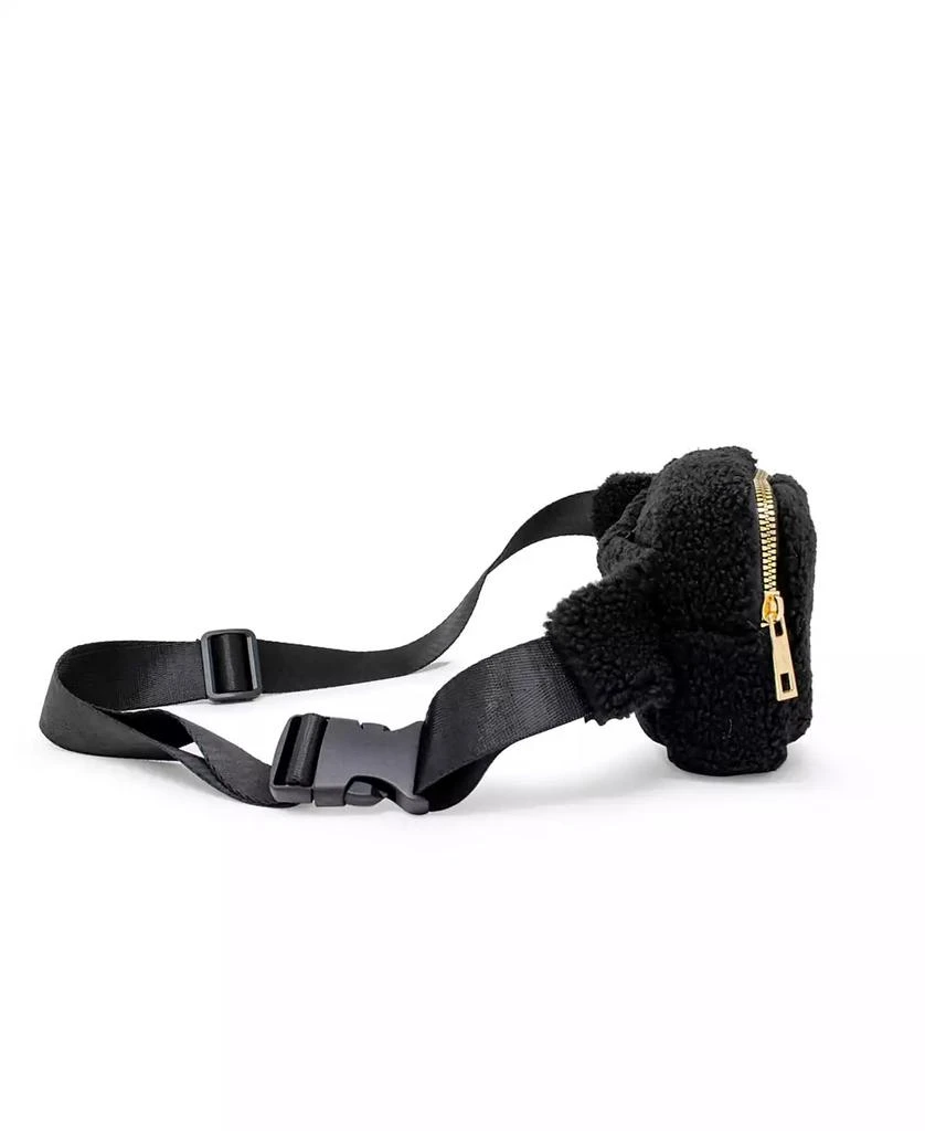 Tiny Treats + Zomi Gems Girls Fuzzy Belt Bag with Heart for Kids, Black 2