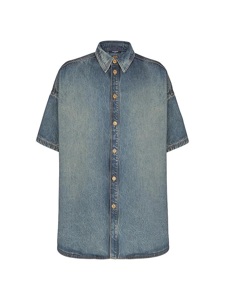 Balmain Denim Short-Sleeve Shirt