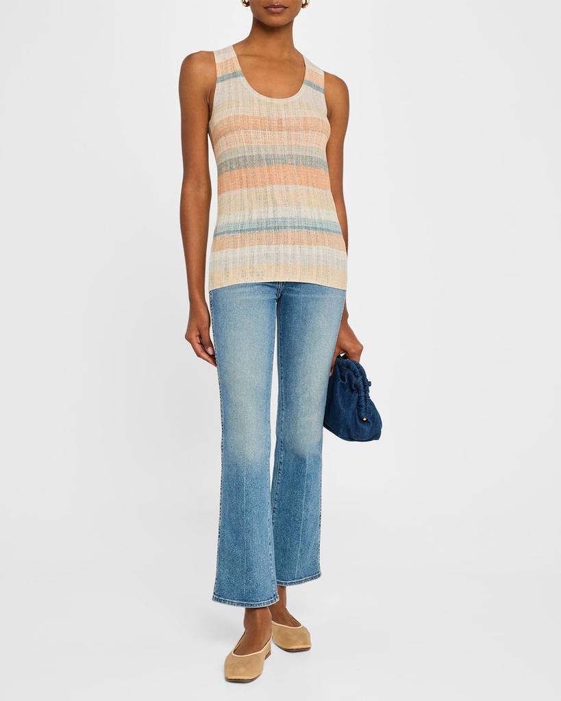 TSE Cashmere Superfine Cashmere Striped Pointelle Tank
