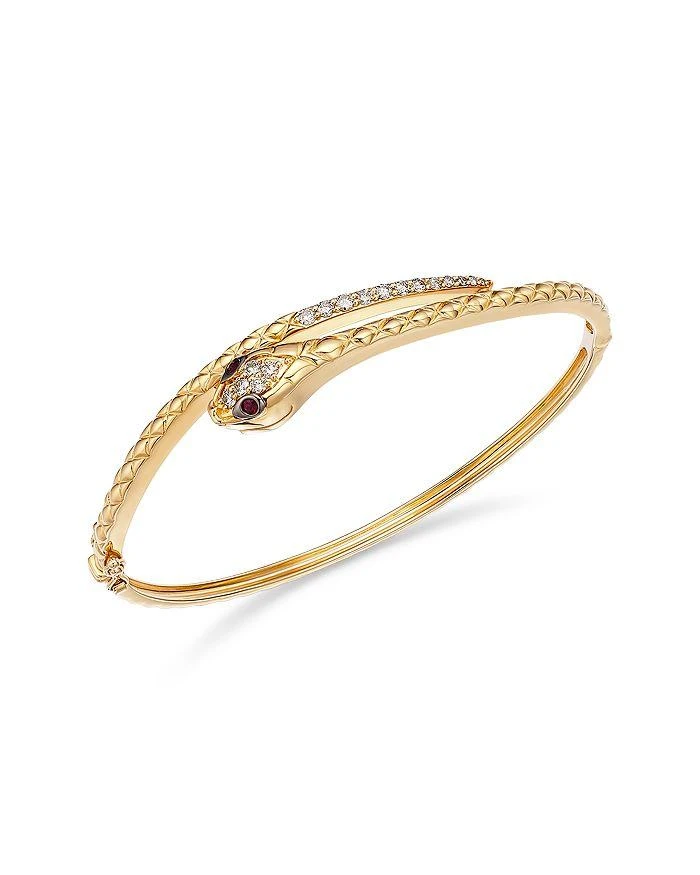 Bloomingdale
s Fine Collection Ruby 
Diamond Textured Snake Bangle Bracelet in 14K Yellow Gold