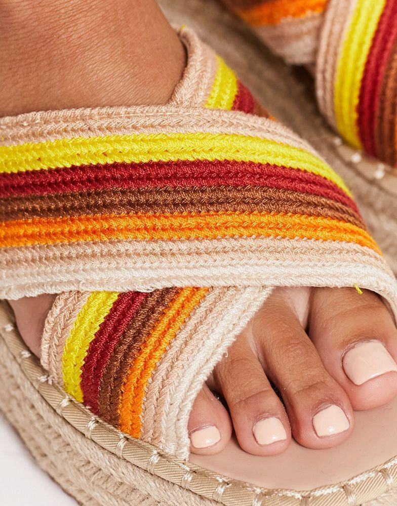 ASOS ASOS DESIGN Wide Fit Jazlyn flatform crochet mules in multi 3