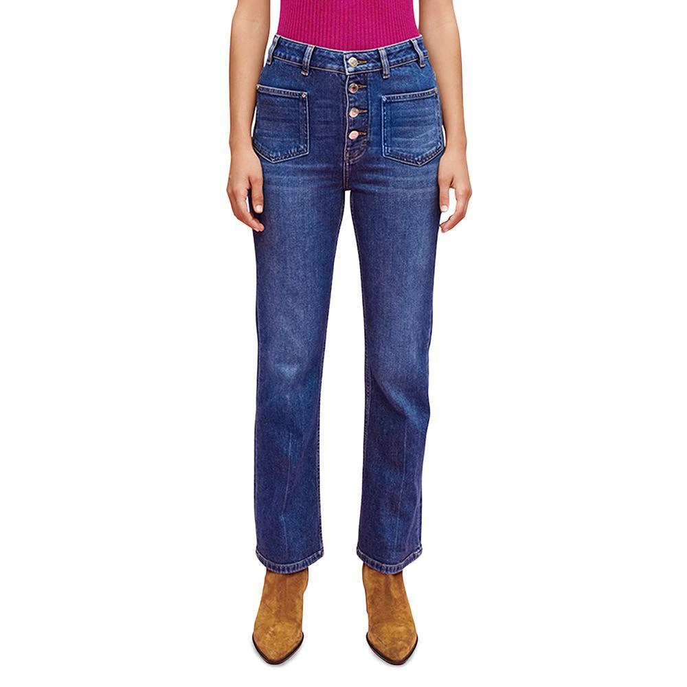 Maje Passiony High Rise Straight Jeans in Blue 1