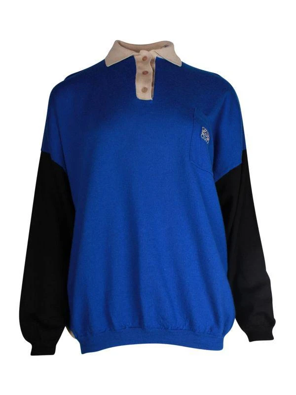 Loewe Colorblock Long Sleeve Wool Polo Shirt 1