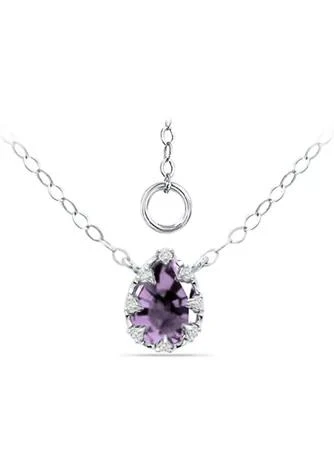 Belk 
Co. 7/8 ct. 8x6MM Pear Amethyst and White Topaz Crown Necklace on 16 inch Chain with Extender, Sterling Silver